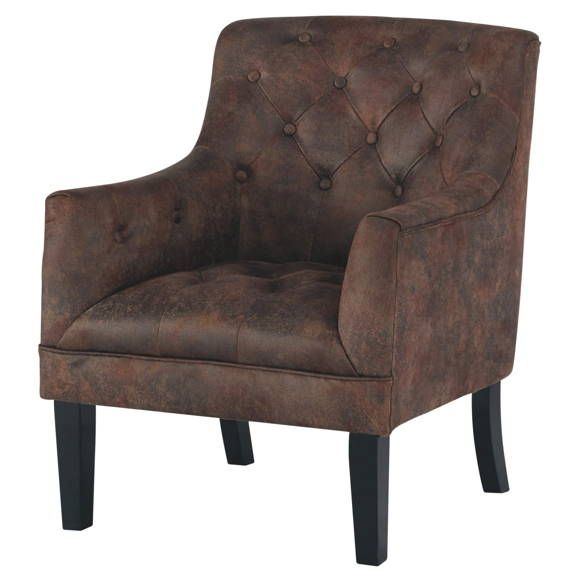 Signature Design by Ashley Drakelle Faux Leather Distressed Tufted Accent Chair, Brown