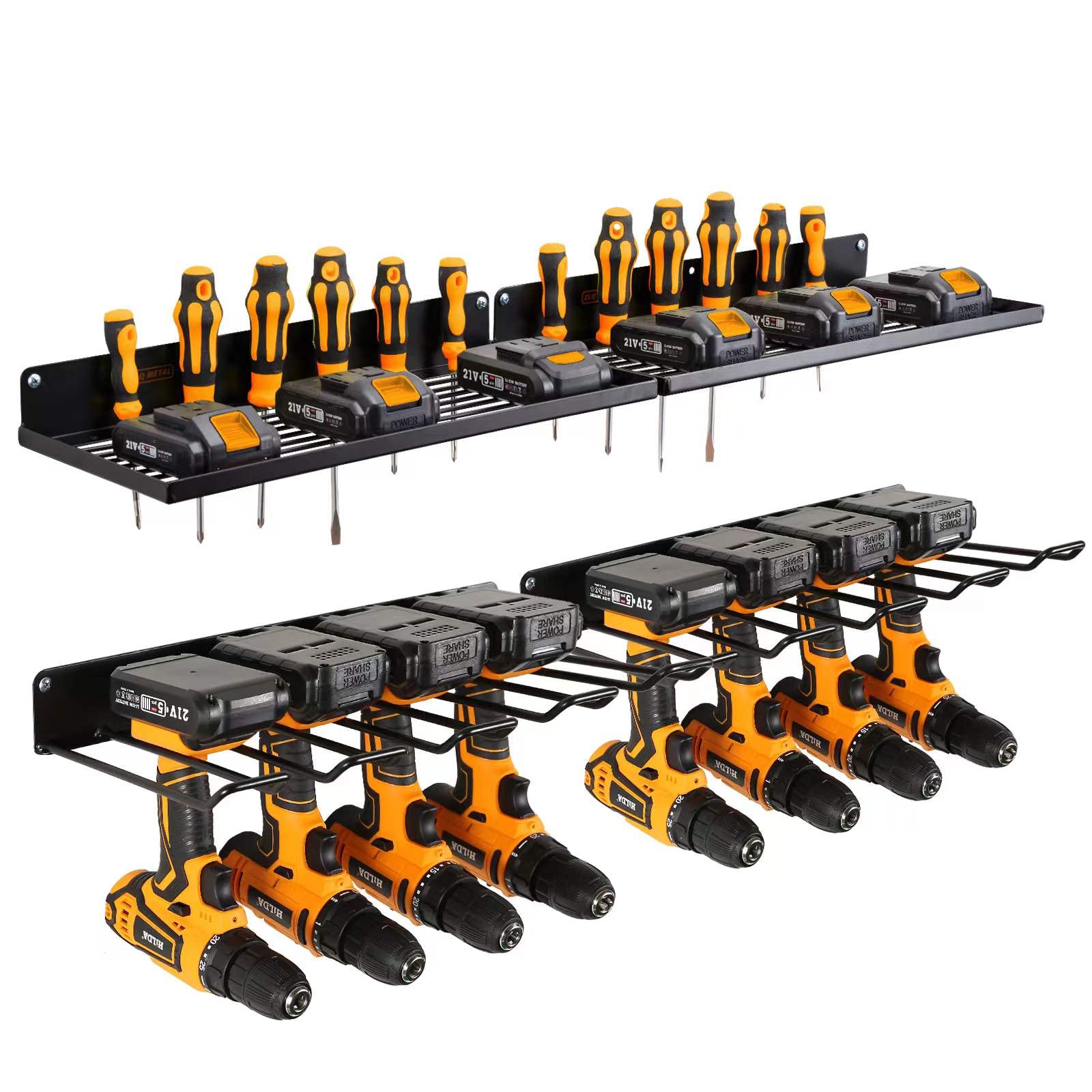 UU-Major Power Tool Organizer with Charging Station,Drill Holder Wall Mount,Garage Storage Shelves for Organization,Heavy Duty P