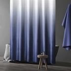 Gibelle Waffle Weave Ombre Fabric Shower Curtain Navy Blue Bathroom Decor Accessories Set With Hooks, Water Repellent And Machin