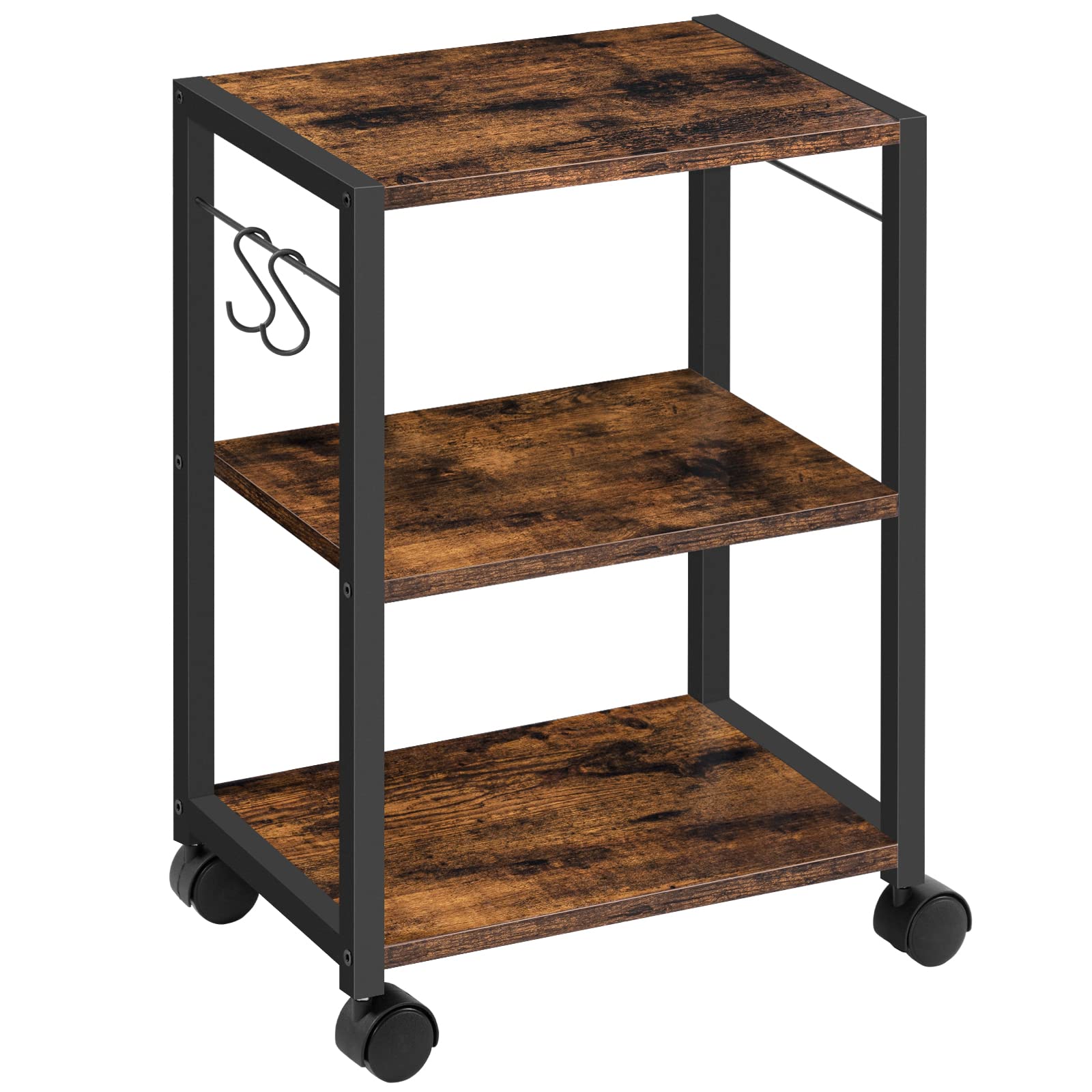 MAHANCRIS Printer Stand, 3-Tier Under Desk Printer Cart with Storage Shelf, Heavy Duty Printer Table with Wheels for Home and Of