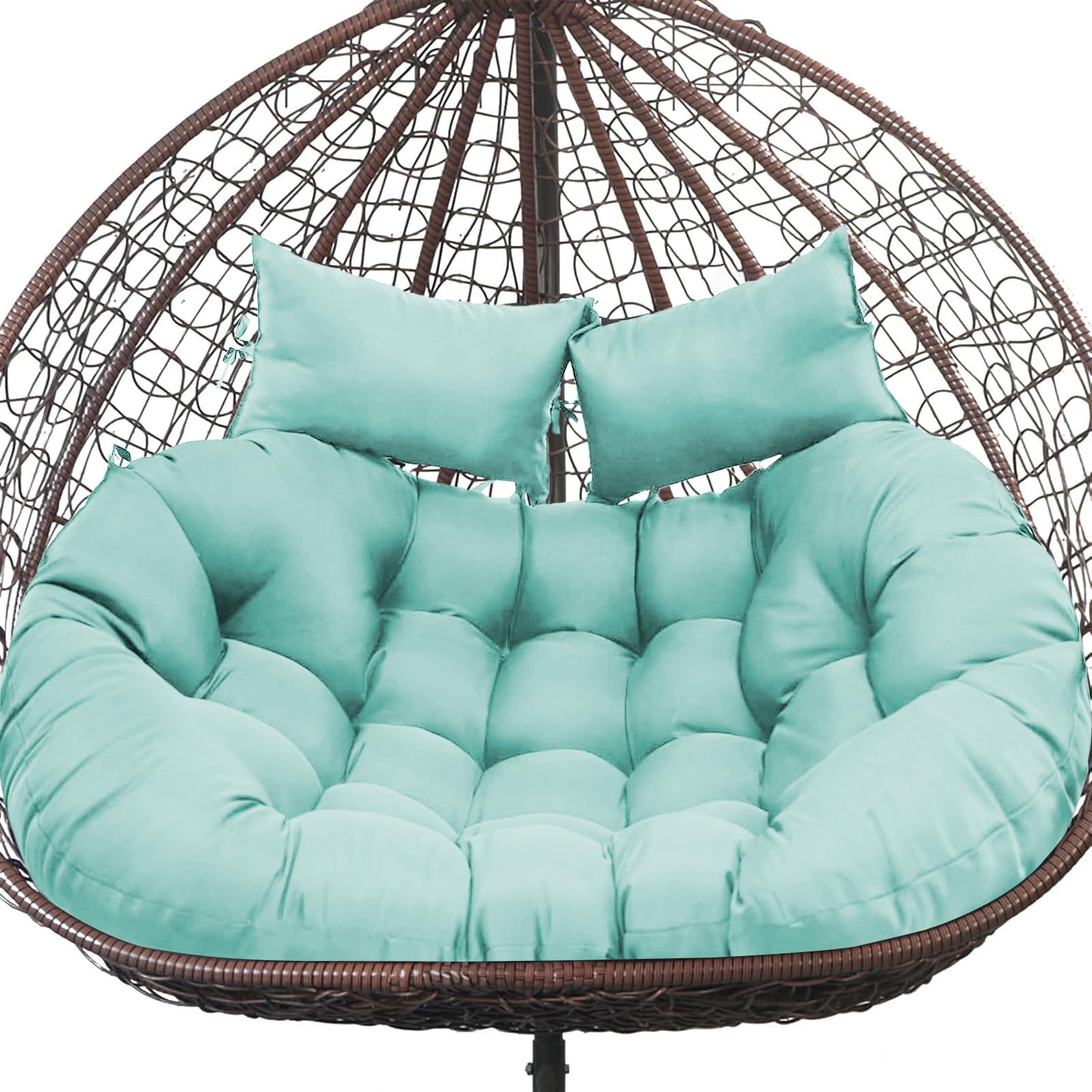 Boyspringg Patio Double Egg Chair Cushion Replacement 55X35In Thickened Memory Foam Large Double Egg Swing Chair Cushions (Lake
