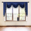 Elkca Thick Chenille Window Curtains Valance For Living Room Royal Blue Waterfall Valance For Bedroom,Rod Pocket(W89Inch, 1 Piec