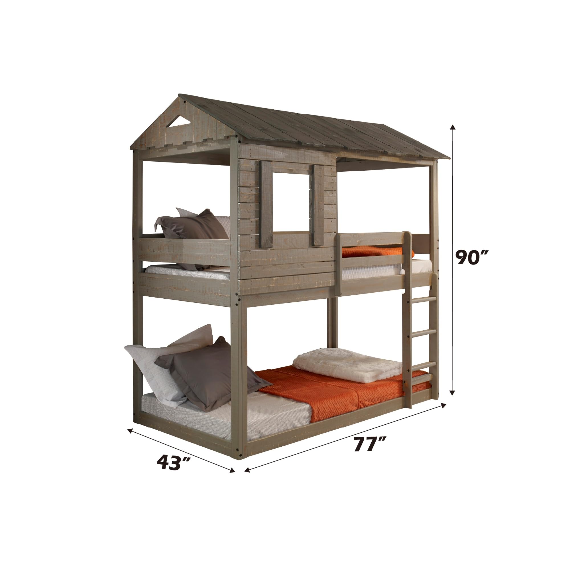 Acme Furniture Darlene Farmhouse Wood Twin Over Twin Bunk Bed