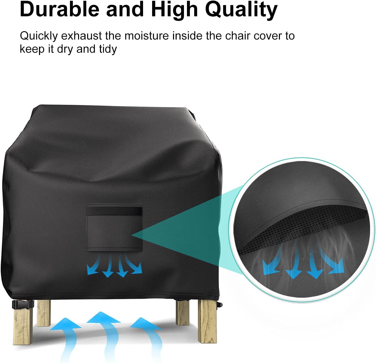 Brosyda Patio Chair Covers For Outdoor Furniture Waterproof 2 Pack, Lawn Chair Covers Heavy Duty Patio Furniture Covers, Large Covers For Lounge Lawn Deep Seat Black 36'W×34'D×32'H