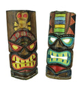 Chesapeake Bay Ltd Set of 2 Vibrant Hand-Carved Wooden Tiki Totem Wall Masks - Artisan Crafted - Tropical Island-Inspired Hangin