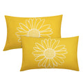 Spring Summer Daisy Flowers Lumbar Pillow Covers 12X20 Inch Yellow Floral Bloom Decorative Pillow Cases Seasonal Modern Cotton L