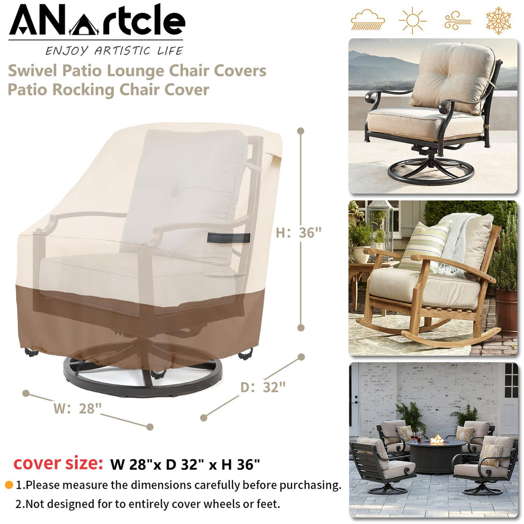 Anartcle Outdoor Swivel Rocker Chair Cover 2 Pack,Patio Swivel Chair Covers For Outdoor Furniture(28W X 33D X 38.5H Inch),Rockin
