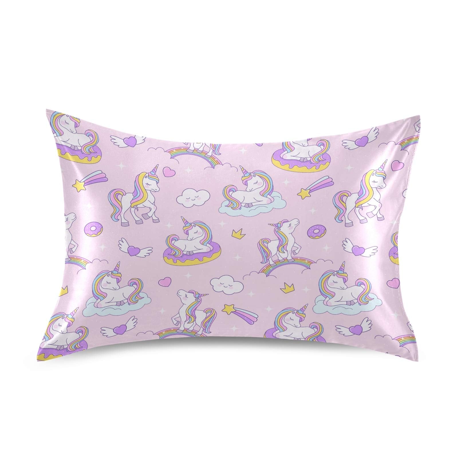 Xigua Cute Fly Horse Silky Satin Pillowcase, Luxury Soft Pillow Case For Hair And Skin, Standard Size Slip Cooling Pillow Covers