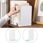 6 Pcs White Metal Bookends, Bookends For Shelves, Heavy Duty Book Ends To Hold Books, Book Stopper For Shelves, Heavy Books, Dec