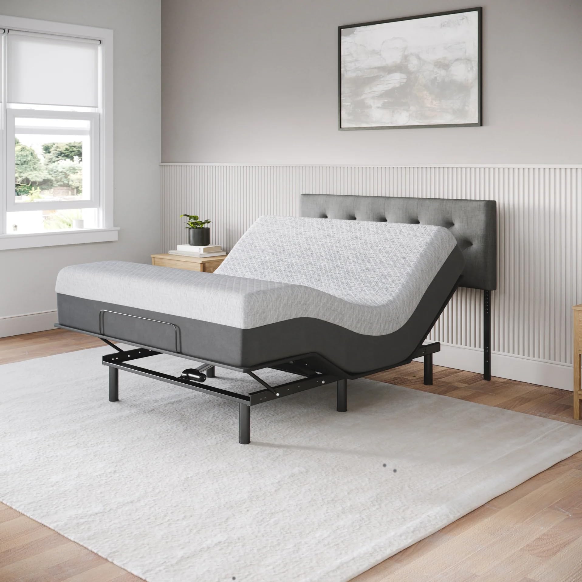 Celestial Sleep Aurora Adjustable Bed Base (Frame) + 8 inch Gel Memory Foam Mattress (Firm), Easy Assembly, Head and Foot Lift, 