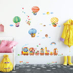 Decowall Ds-8006P8024 Animal Train And Hot Air Balloons Kids Wall Stickers Wall Decals Peel And Stick Removable Wall Stickers Fo