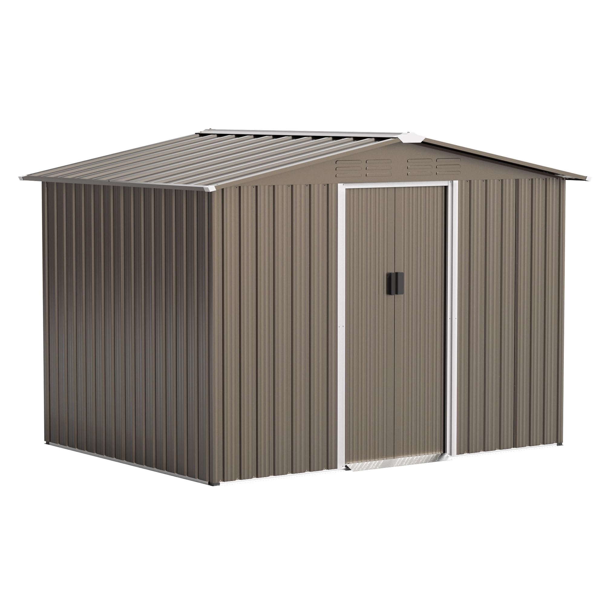 Rtdtd 8Ft X 6Ft Outdoor Storage Shed, Waterproof, Lockable Door Metal Tool Shed With Sliding Door And Air Vents, Storage House F