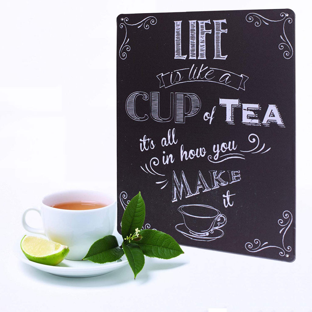 Artclub Enjoy Your Life Metal Plate Sign, Life Is Like A Cup Of Tea Funny Saying Antique Plaque Vintage Poster Kitchen Living Ro