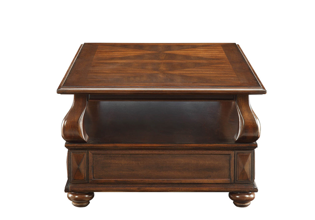 Acme Amado Rectangular 4-Drawer Wooden Coffee Table With Open Shelf In Walnut