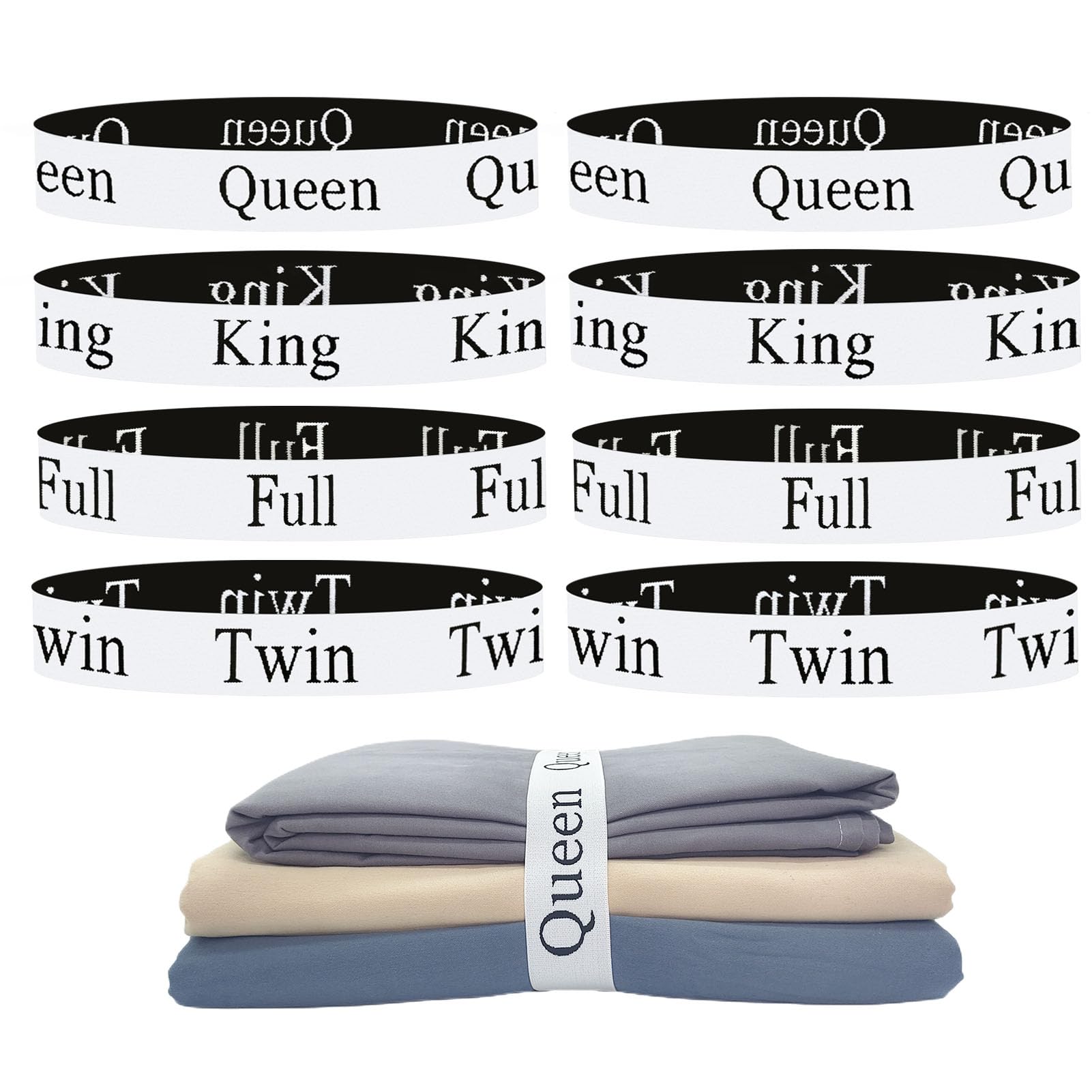 Yermivie 8 Pieces Bed Sheet Organizer Bands, Sheet Organizers And Storage Label Bands, Sheet Label For Bedding, Sheets Organizer