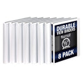 Samsill Durable .5 Inch Binder, Made In The Usa, Round Ring Customizable Clear View Binder, White, 8 Pack (S88417)
