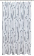 Biscaynebay Extra Long Textured Fabric Shower Curtain 72 Inch Width By 84 Inch Length, Silver Grey Dancing Printed Bathroom Curt