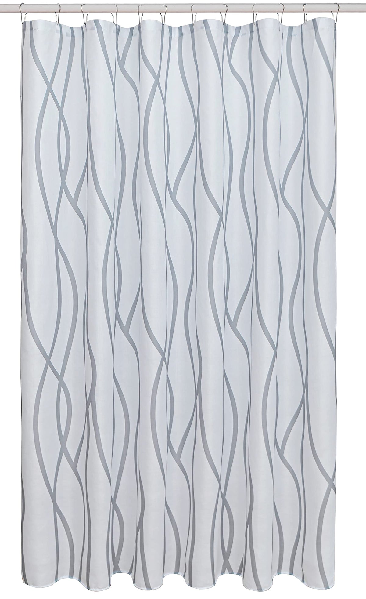 Biscaynebay Extra Long Textured Fabric Shower Curtain 72 Inch Width By 84 Inch Length, Silver Grey Dancing Printed Bathroom Curt