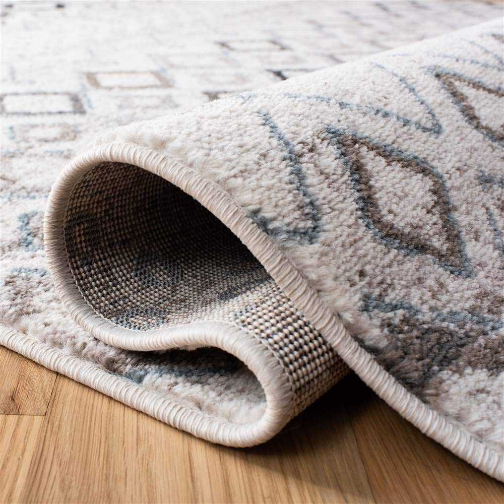 Safavieh Amsterdam Collection Area Rug - 6'7'' X 9'2'', Ivory & Grey, Moroccan Boho Design, Non-Shedding & Easy Care, Ideal For