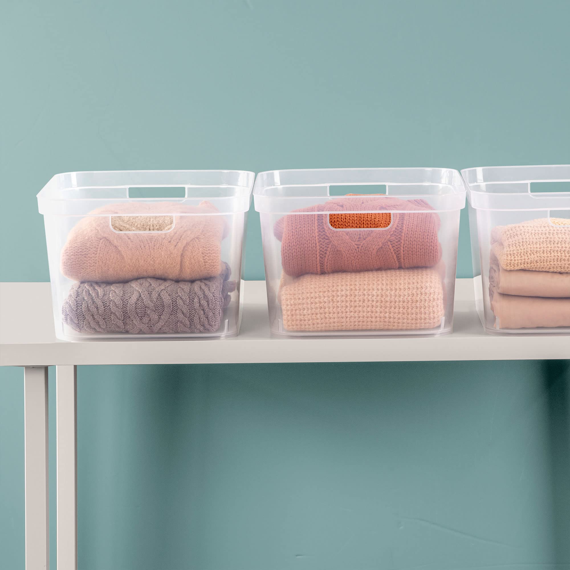 Sterilite 8.25X12.25X15 Inch Modern Polished Storage Bin W/Comfortable Carry Through Handles & Banded Rim For Household Organiza
