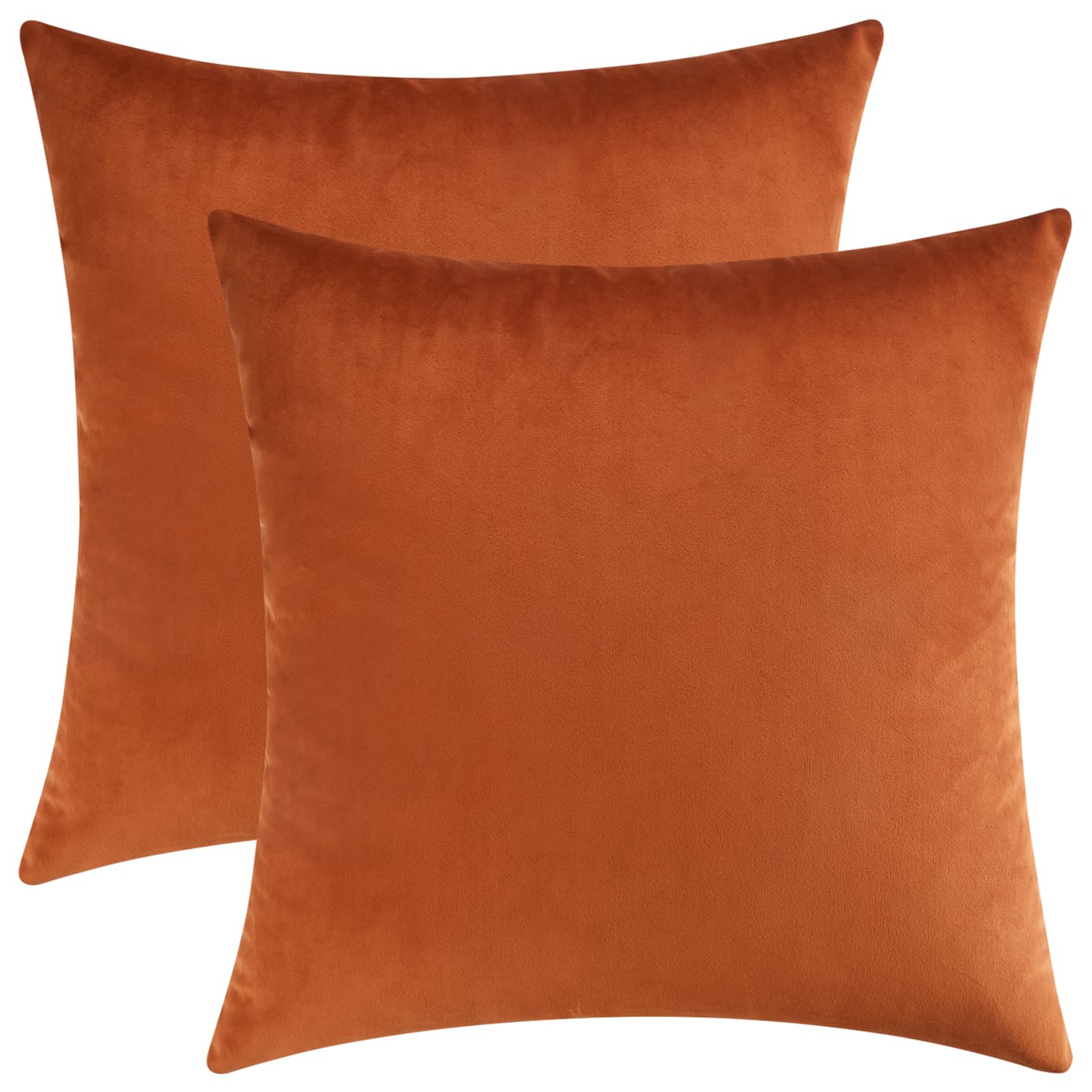 Mixhug Decorative Throw Pillow Covers, Velvet Cushion Covers, Solid Throw Pillow Cases For Couch And Bed, Burnt Orange, 26 X 26
