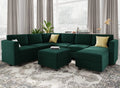 Belffin Modular Sectional Sofa With Storage Seat Oversized U Shaped Couch With Reversible Chaise Velvet Sofa Set With Ottoman Green