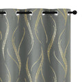 Yakamok Blackout Curtains 95 Inch Length Living Room Thermal Insulated Gold Wave Line Dots Pattern Curtains Room Darkening Gromm
