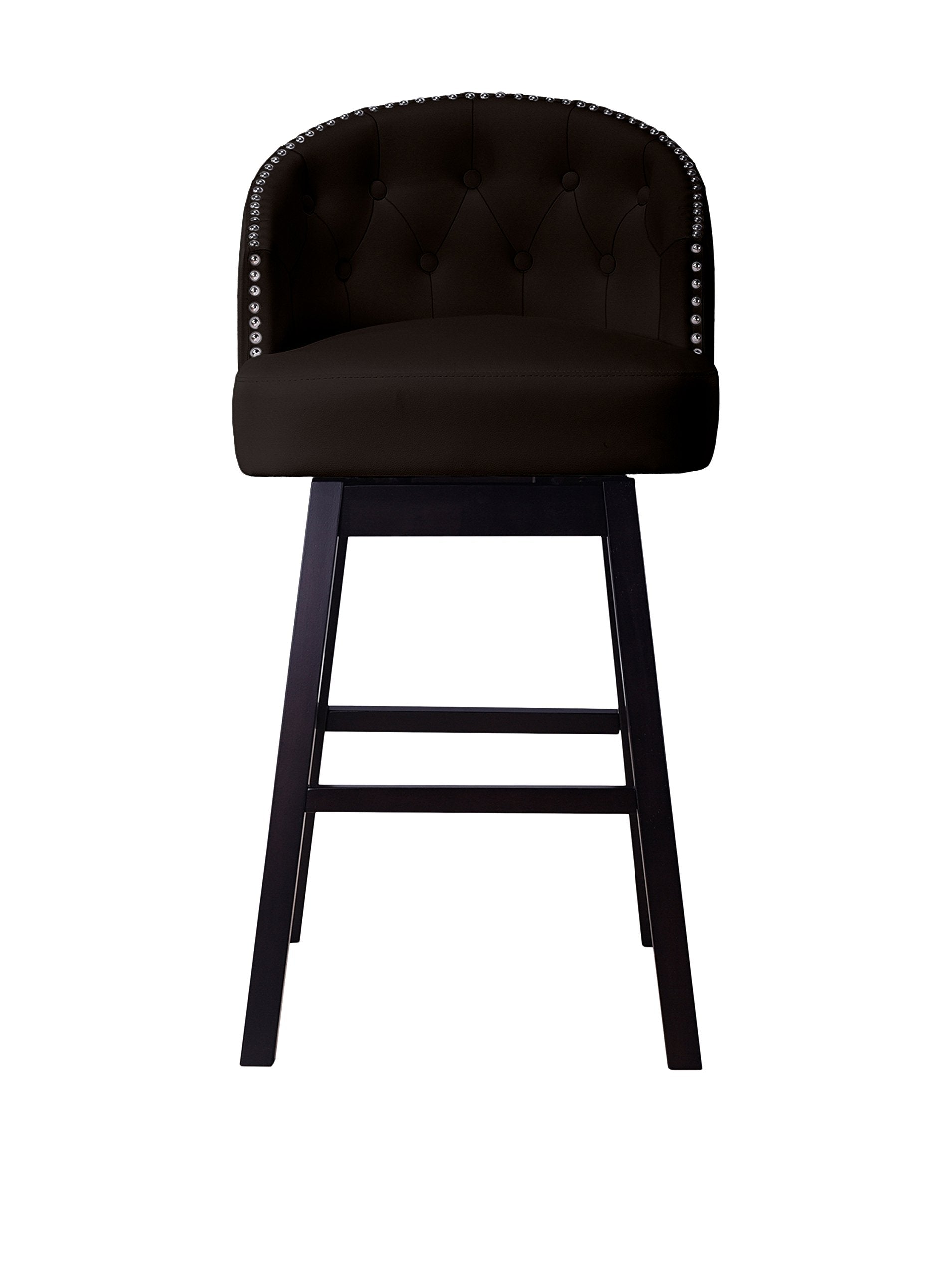 Baxton Studio Avril Modern and Contemporary Brown Faux Leather Tufted Swivel Barstool with Nail heads Trim