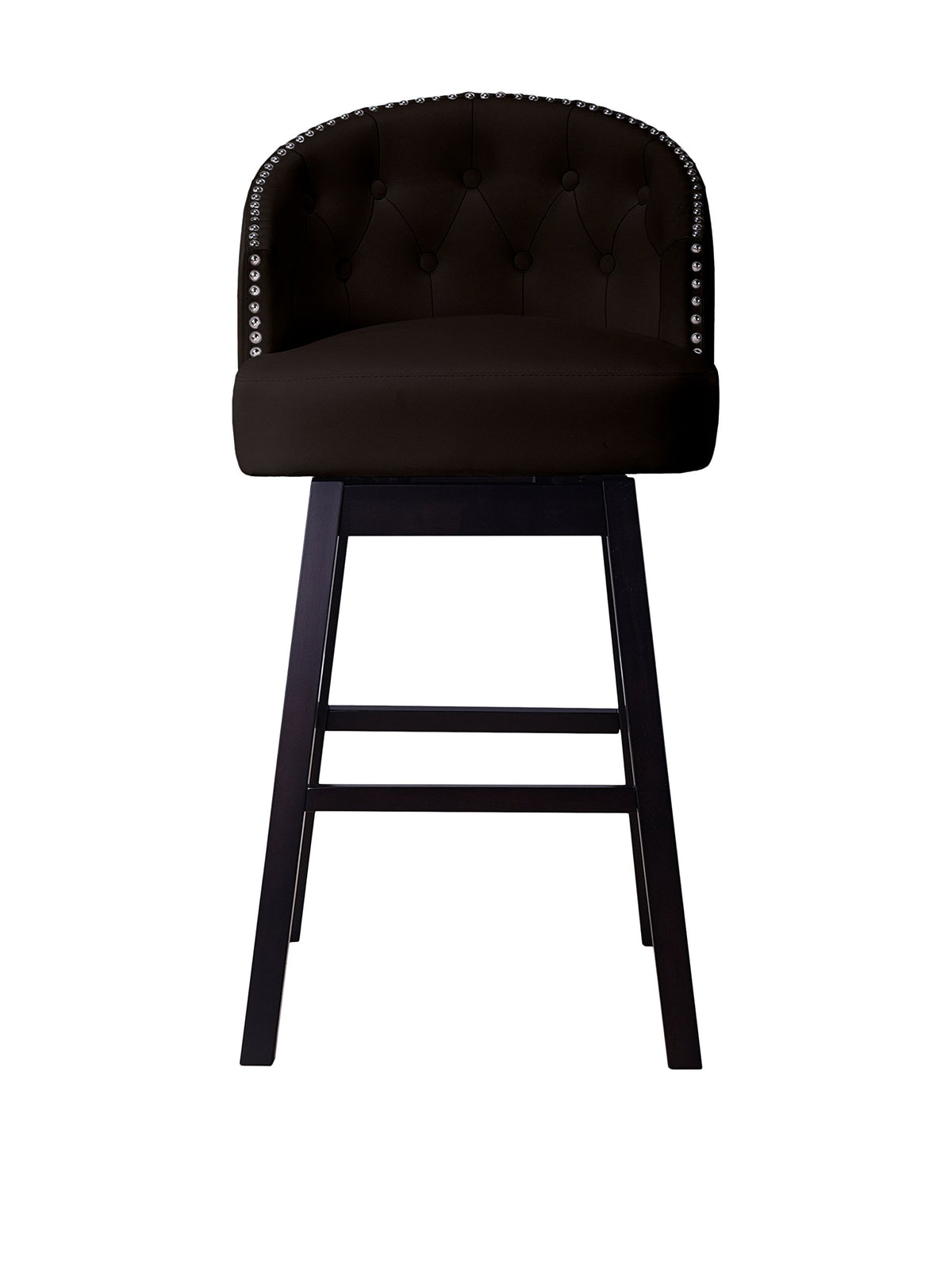 Baxton Studio Avril Modern and Contemporary Brown Faux Leather Tufted Swivel Barstool with Nail heads Trim