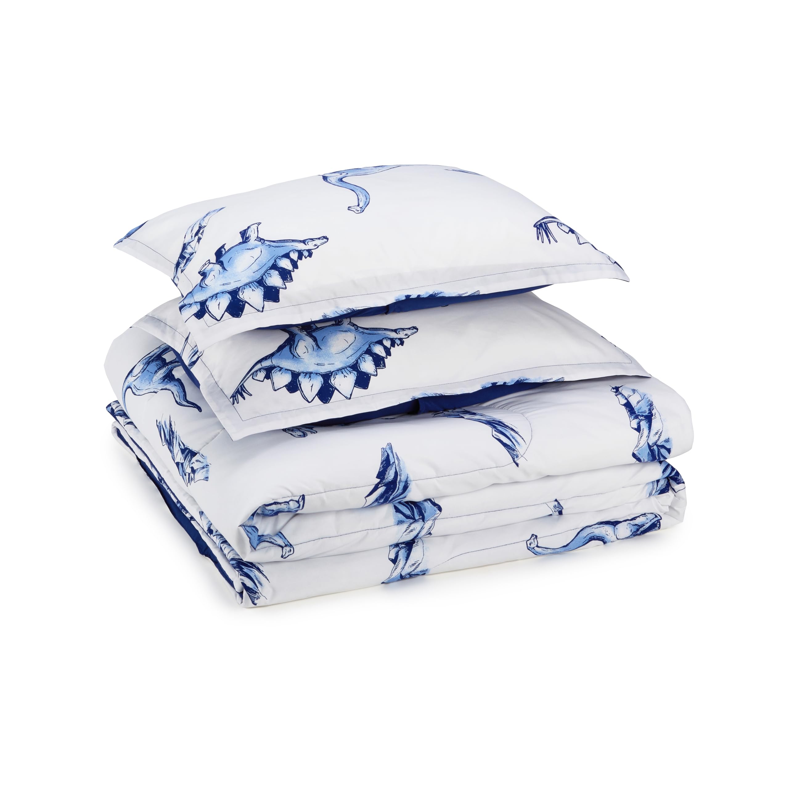 Amazon Basics 3 Piece Microfiber Kid'S Comforter And Pillow Sham Set, Full/Queen, Dinosaurs, Animal Print