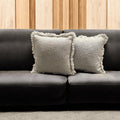 Lushlyf Embroidery Soft Cotton Slub Tufted Serene Fringe Sofa And Bed Cushion Cover (18X18 Inches) (Set Of 2)