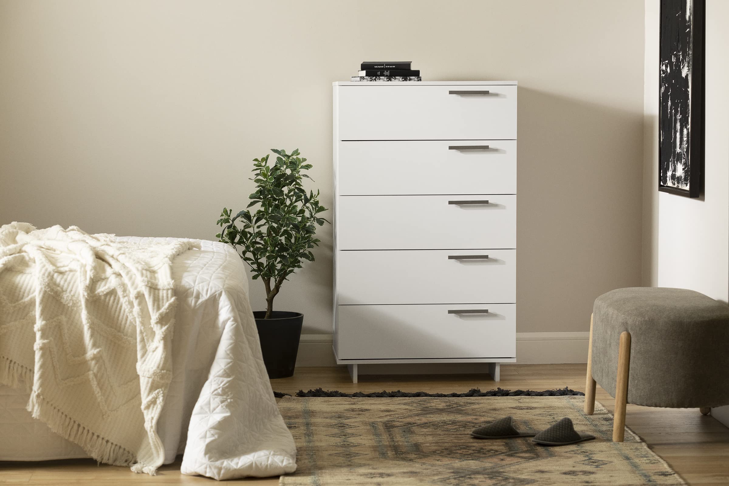 South Shore Cavalleri 5-Drawer Chest Storage Unit, Pure White