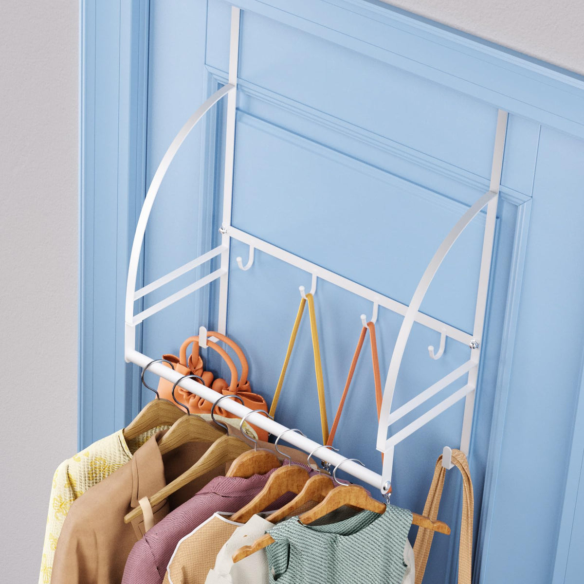 Kaiferty Over The Door Clothes Hanger Drying Rack, Over Door Drying Rack Hooks for Hanging Towels, Coats & Clothes, Door Hanger 
