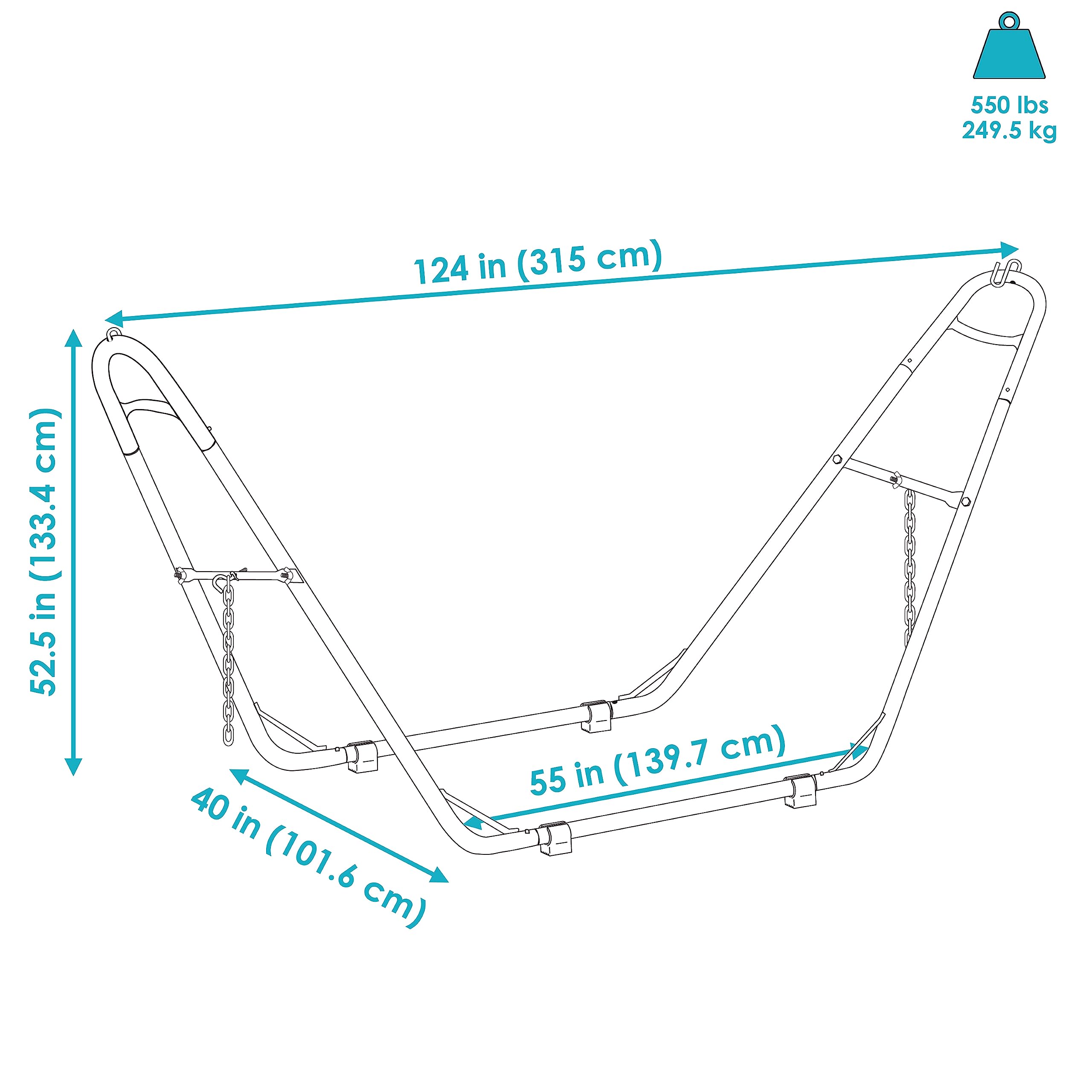 Sunnydaze Universal 2-Person Hammock Stand - 550-Pound Capacity - Heavy-Duty Steel Outdoor Hammock Stand - Fits 9 To 14 Foot Hammocks - Blue