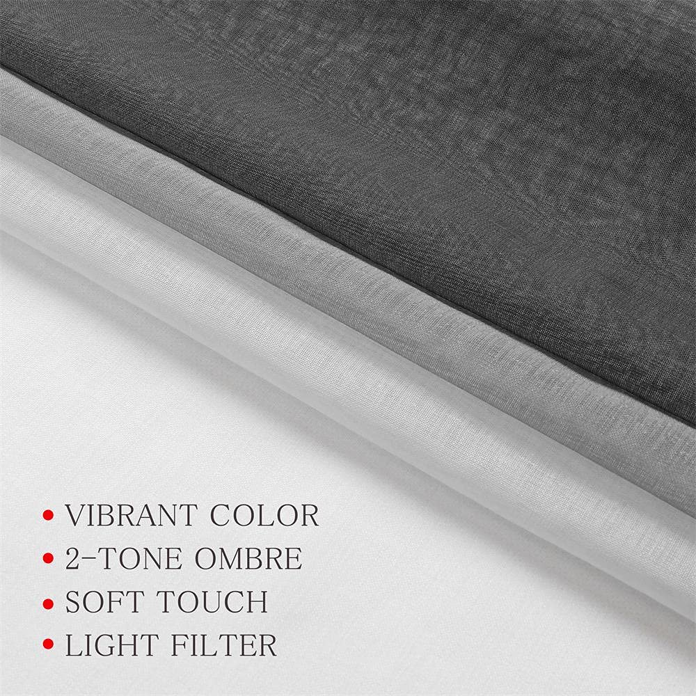G2000 Sheer Curtains & Drapes 95 Inches Long Grey And White Ombre Curtains For Bedroom Living Room Window Curtains Light Filteri