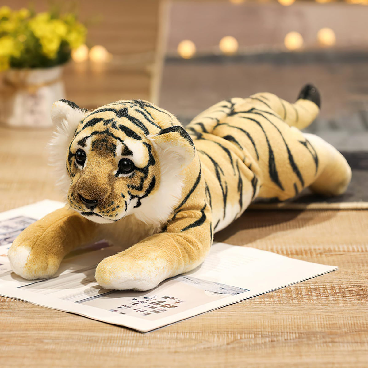 Gisqis Tiger Stuffed Animals, 24' Stuffed Tiger Animal Plush Toys Safari Cute Realistic Tiger Plush Gifts For Kids Soft Pillow