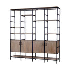 HomeRoots Medium Brown Wood and Metal Multi Shelves Shelving Unit