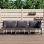 vidaXL 3 Piece Patio Lounge Set - Comfortable Anthracite Poly Rattan Furniture with Cushions, Modular Design for Garden Terrace Deck