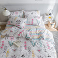 HighBuy Floral Printed Bedding Sets Full Duvet Cover Girls Cotton Comforter Cover Full Size Garden Aesthetic Reversible Striped 
