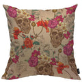 HOSNYE Skull and Flowers Throw Pillow Case Cushion Cover Sugar Skull Smiles Mexican Festival Halloween Cotton Linen for Couch Be
