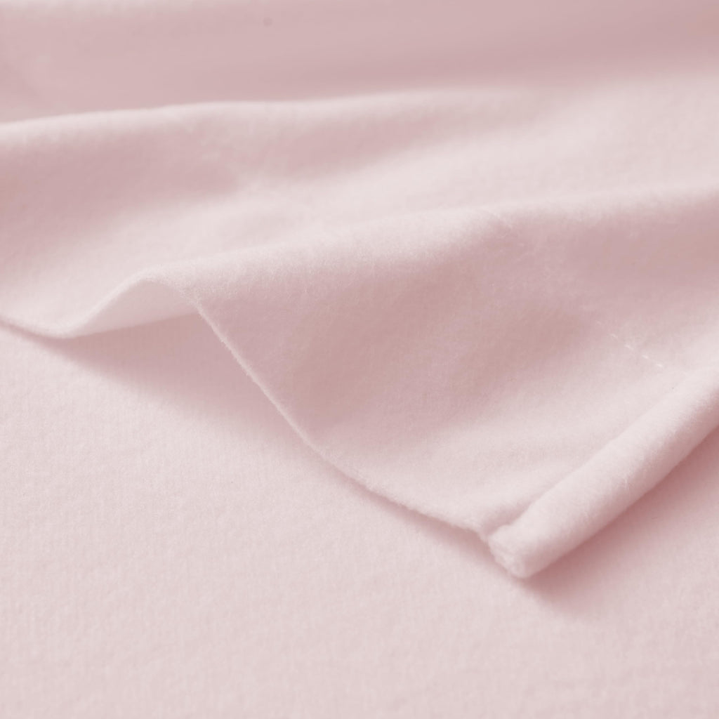 Flannel Sheets King Size Warm And Cozy Deep Pocket Breathable All Season Bedding Set With Fitted With Full Elastic & Built In Corner Sheet Straps, Flat And Pillowcases, King, Pale Pink