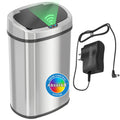 iTouchless 13 Gallon Oval Sensor Trash Can with AC Adapter & Odor Filter, 50L Automatic Kitchen Bin, Fingerprint-Proof Stainless