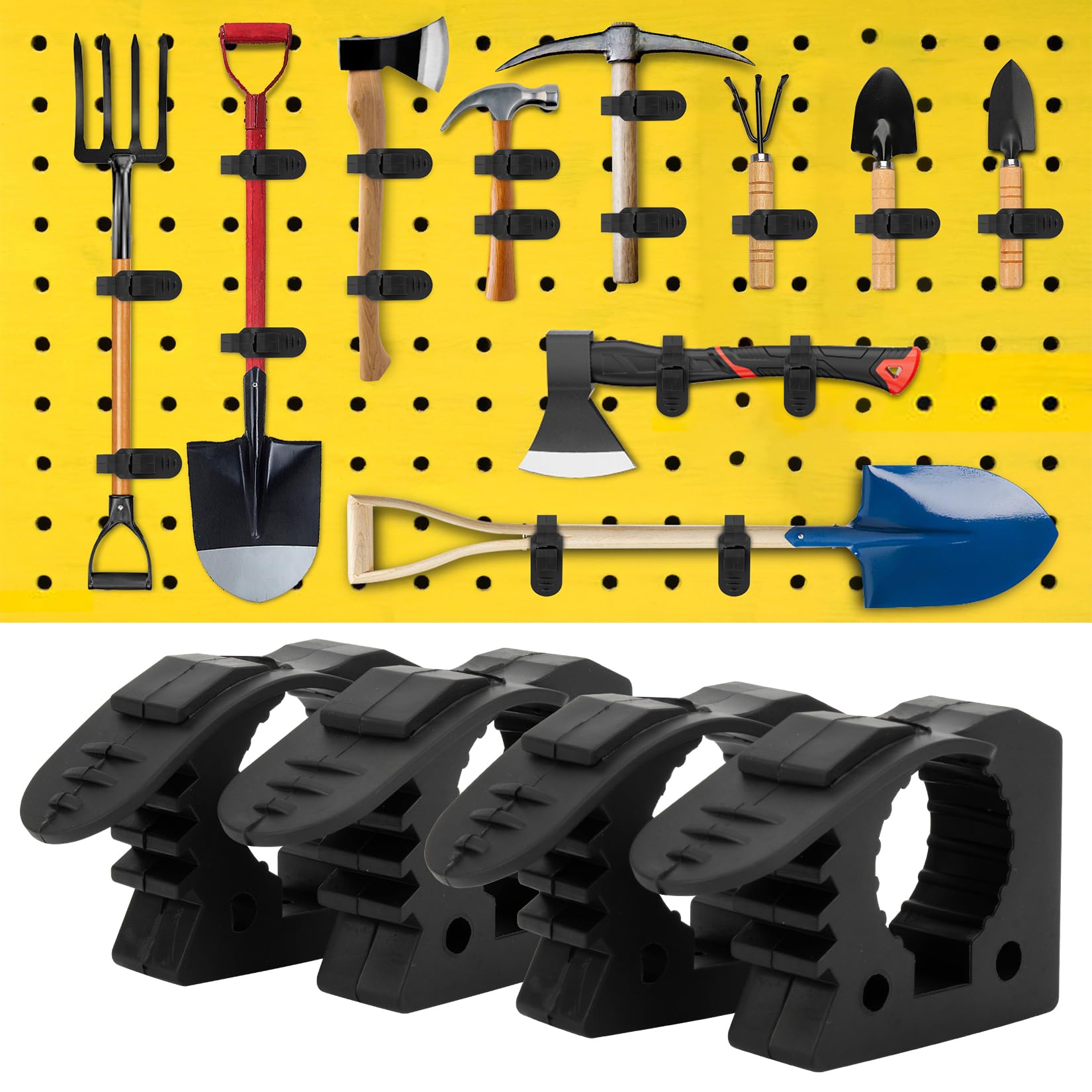 PSLER Shovel Holder for Truck Quick Release Rubber Clamp Mount Shovel and Axe Mount for Truck Bed Roof Rack Trailer Off-road Veh