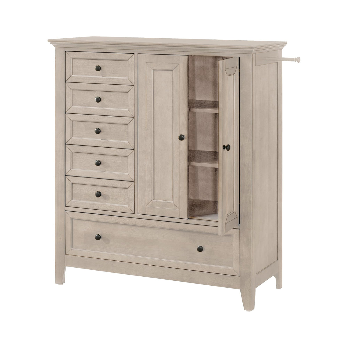 Intercon San Mateo Youth 6-Drawer Rubberwood Chifferobe, Rustic White