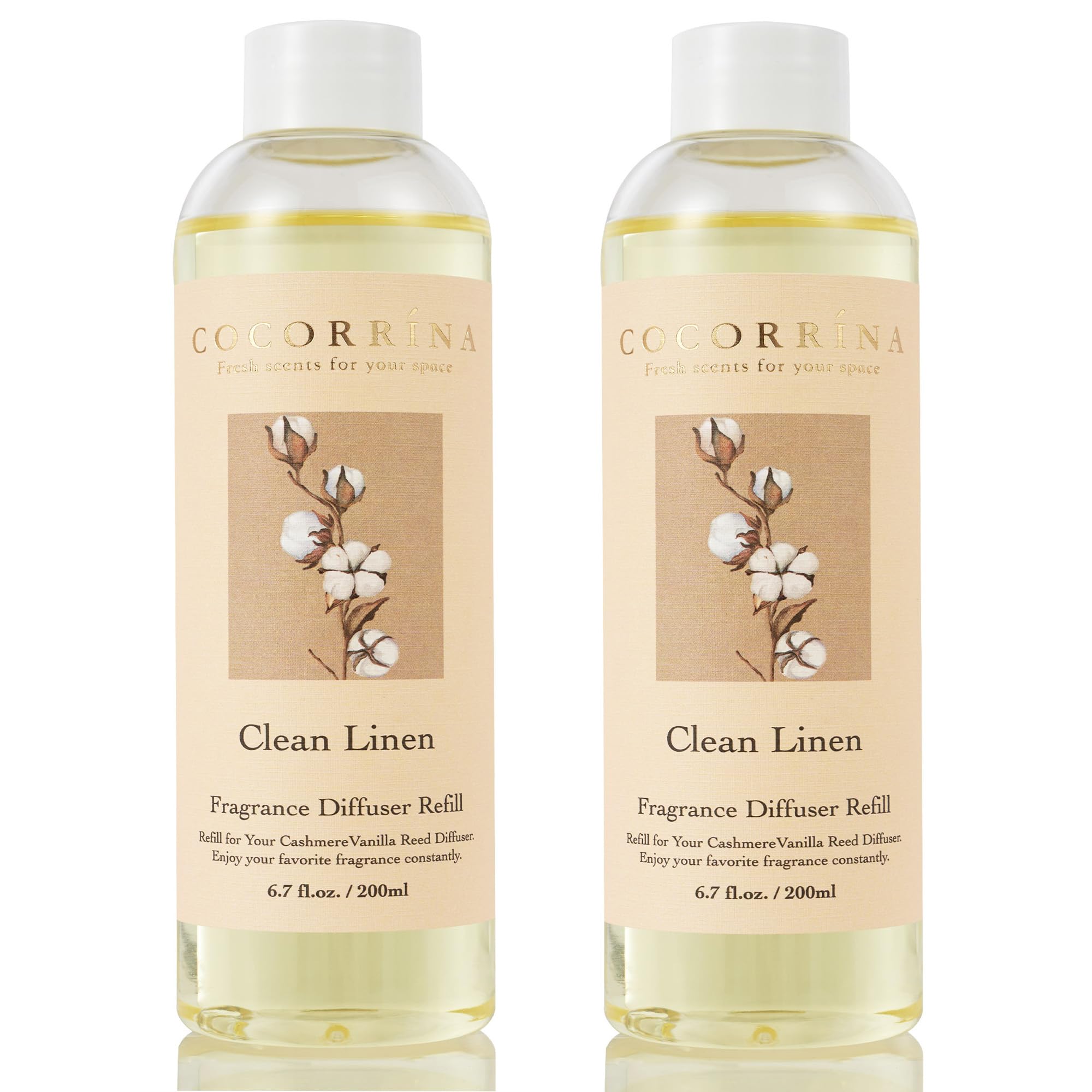 Cocorr  na Reed Diffuser Refill - Clean Linen 6.7 oz / 2 Packs Reed Diffuser Oil Refill