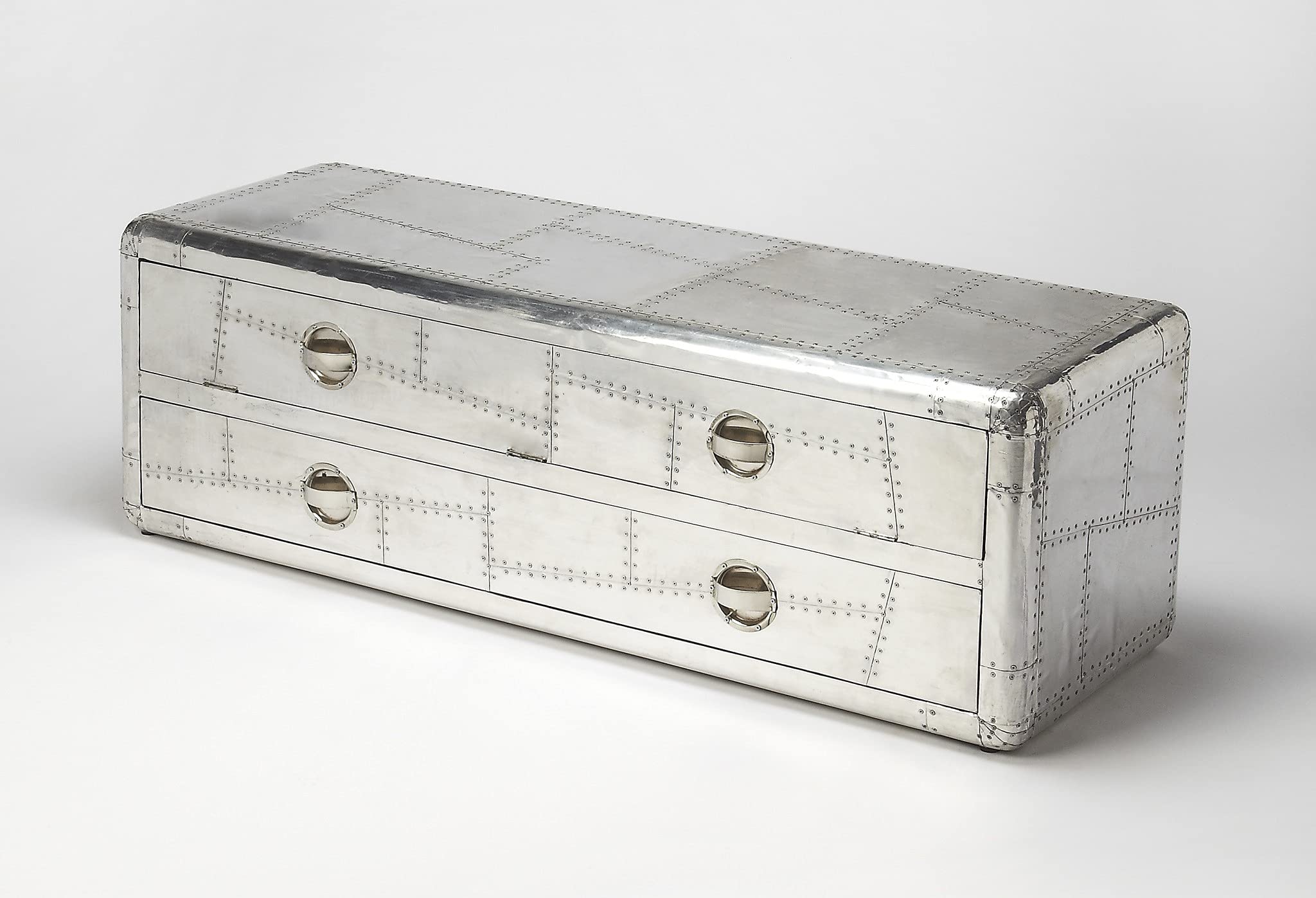 HomeRoots Silver Solid Manufactured Wood Midway Aviator Entertainment Console