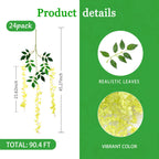 Green Artificial Wisteria Flower Vines, 3.77 Feet Green Wisteria Hanging Flowers Garland, 24 Pack Fake Green Wisteria, Green Flo