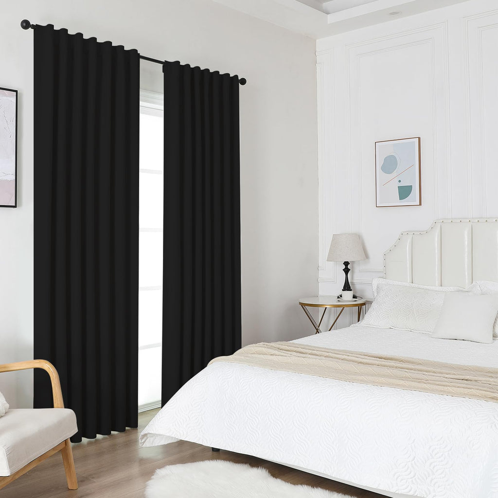 Joydeco Blackout Curtains For Bedroom 72 Inch Length,Back Tab/Rod Pocket 100% Blackout Living Room Drapes, Textured Thermal Insu