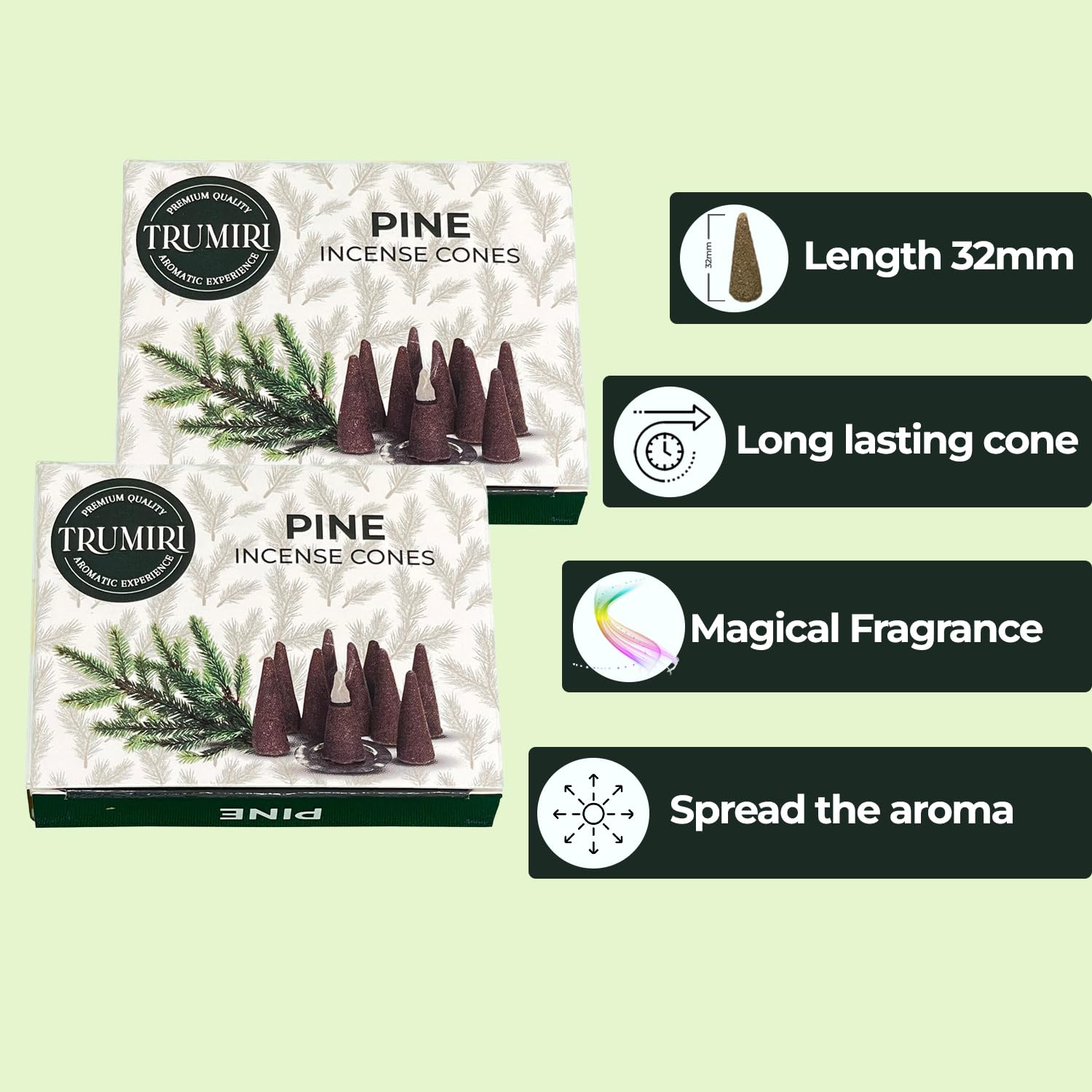 Pine Incense Cones - Total 20 Cone Incense - Dual Pack Of 10 Insence Cones - Incense Cones Scented - Cone Incense Scents - Insen