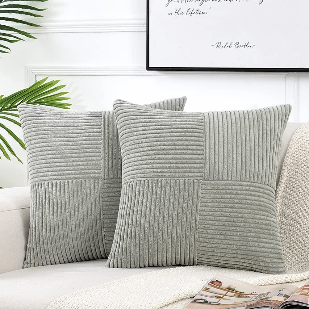Fancy Homi 2 Packs Grey Euro Decorative Throw Pillow Covers 26X26 Inch For Couch Bed, Rustic Farmhouse Boho Home Decor, Soft Cor